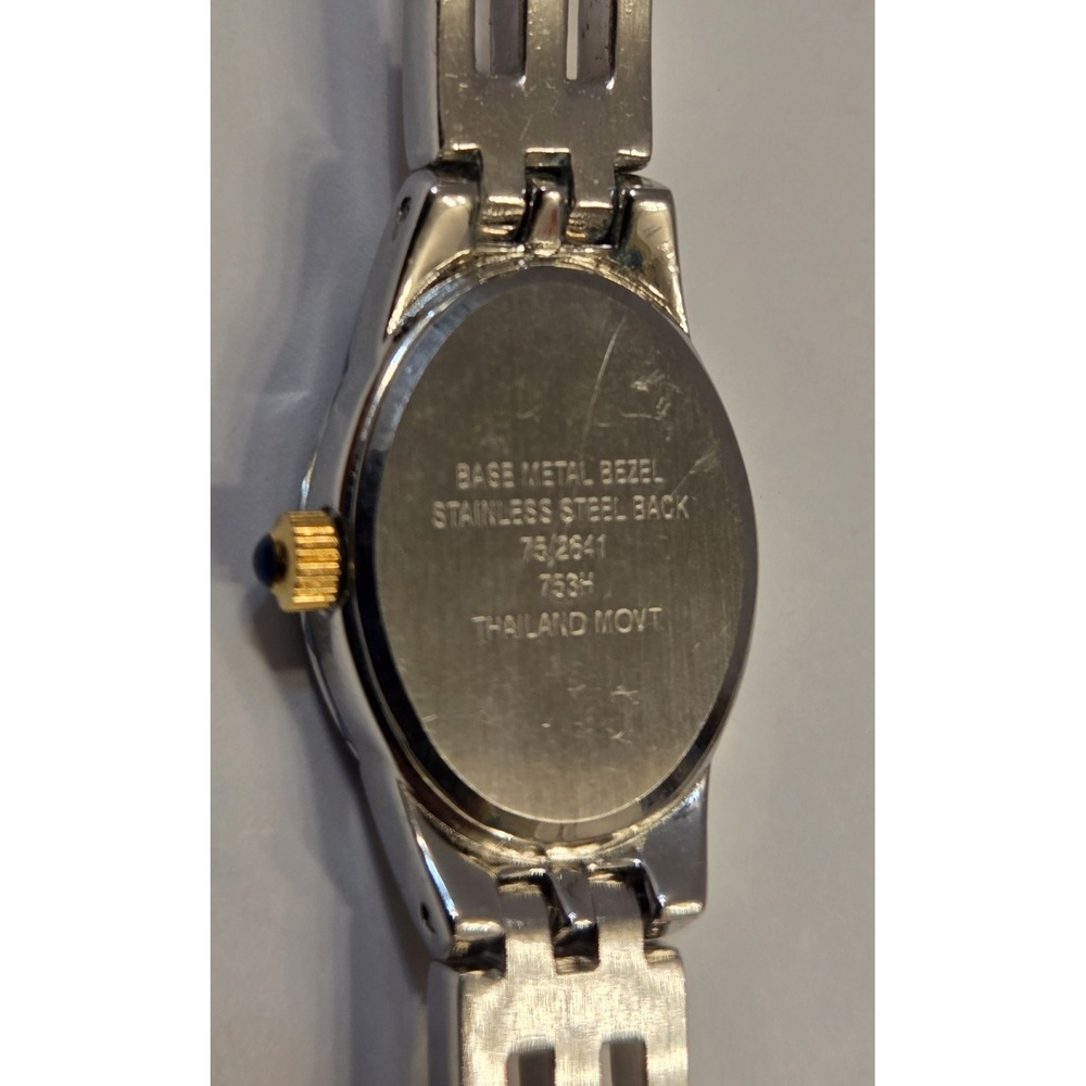 Blue Dial Armitron Diamond Now Watch for Women Silver & Gild Tone 7" New Battery - Picture 5 of 5